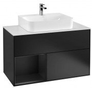 Тумба под раковину Villeroy & Boch Finion 100х50,1 см с подсветкой МДФ черный матовый лак/стекло белое матовое F111PDPD