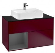 Тумба под раковину Villeroy & Boch Finion 100х50,1 см с подсветкой МДФ пион матовый лак/антрацит матовый лак/стекло черное матовое F112GKHB