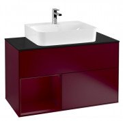 Тумба под раковину Villeroy & Boch Finion 100х50,1 см с подсветкой МДФ пион матовый лак/стекло черное матовое F112HBHB