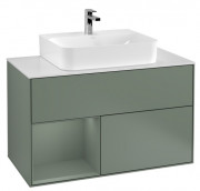 Тумба под раковину Villeroy & Boch Finion 100х50,1 см с подсветкой МДФ оливковый матовый лак/стекло белое матовое F111GMGM