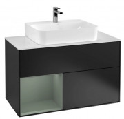 Тумба под раковину Villeroy & Boch Finion 100х50,1 см с подсветкой МДФ черный матовый лак/оливковый матовый лак/стекло белое матовое F111GMPD