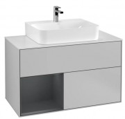 Тумба под раковину Villeroy & Boch Finion 100х50,1 см с подсветкой МДФ светло-серый матовый лак/темно-синий матовый лак/стекло белое матовое F111HGGJ
