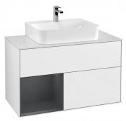 Тумба под раковину Villeroy & Boch Finion 100х50,1 см с подсветкой МДФ глянцевый белый лак/темно-синий матовый лак/стекло белое матовое F111HGGF