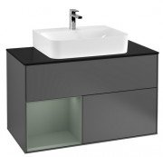 Тумба під раковину Villeroy & Boch Finion 100х50,1 см із підсвічуванням МДФ антрацит матовий лак/оливковий матовий лак/скло чорне матове F112GMGK