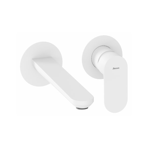 Змішувач для раковини Ravak Eleganta одноважільний настінний білий матовий X070255