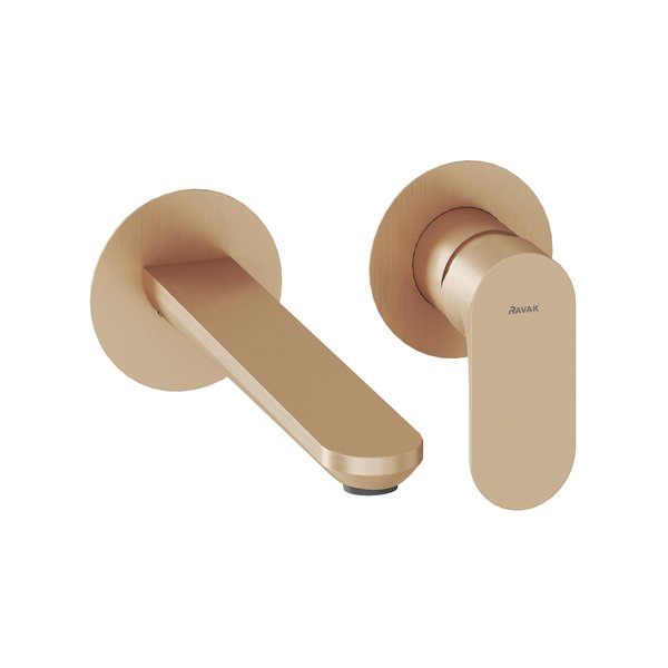 Смеситель для раковины Ravak Eleganta настенный однорычажный розовое золото матовое X070366