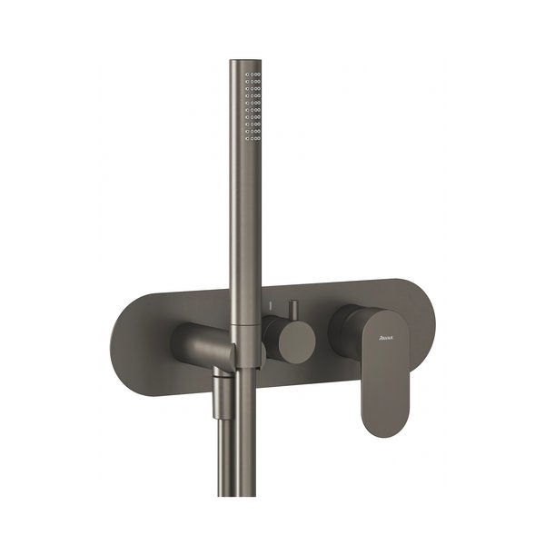 Смеситель для душа Ravak Eleganta на 3 потребителя с душевым набором графит матовый X070333