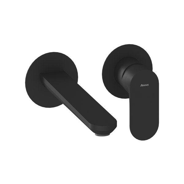 Змішувач для раковини Ravak Eleganta одноважільний настінний чорний матовий X070292