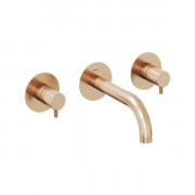 Смеситель для раковины Ravak Espirit настенный двухрычажный розовое золото матовое X070350