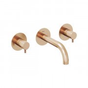 Смеситель для раковины Ravak Espirit настенный двухрычажный розовое золото матовое X070350