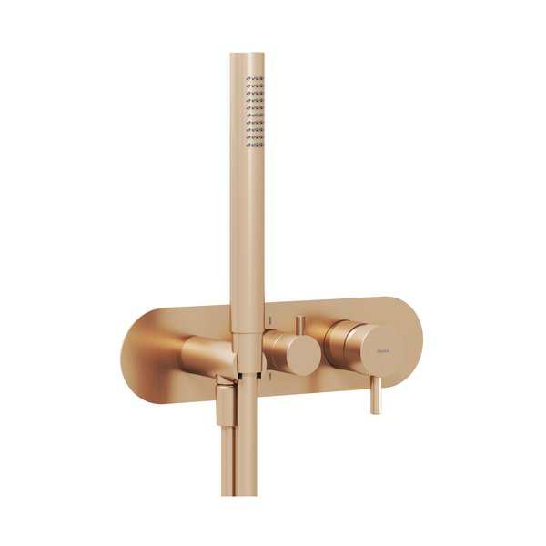 Смеситель для душа Ravak Espirit на 2 потребителя с душевым набором розовое золото матовое X070361