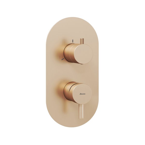 Смеситель для душа Ravak Espirit встраиваемый 3 потребителя розовое золото матовое X070357