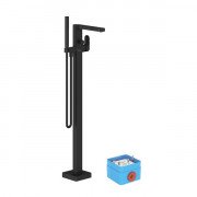 Смеситель для ванной Ravak Chrome напольный с душевым набором черный X070434