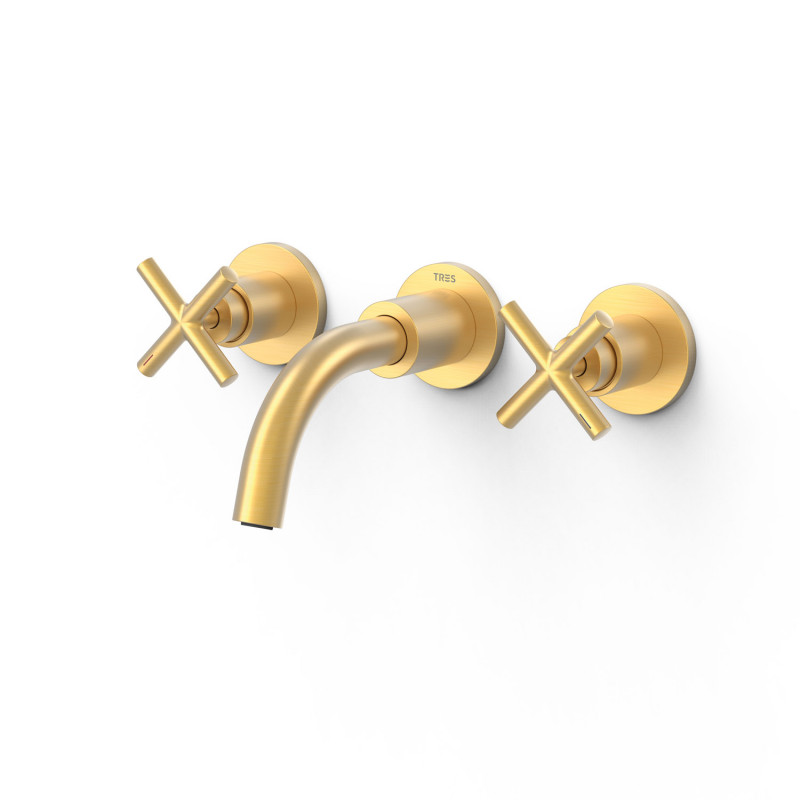 Змішувач для раковини Tres Mont Blanc двовентильний матове золото 28330001OM