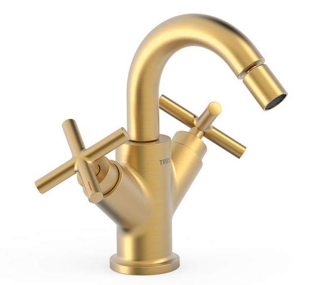 Смеситель для биде Tres Mont Blanc двухвентильный матовое золото 28312001OM