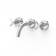 Смеситель для раковины Tres Mont Blanc двухвентильный настенный хром 28330001