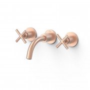 Смеситель для раковины Tres Mont Blanc двухвентильный настенный матовое розовое золото 28330001OPM