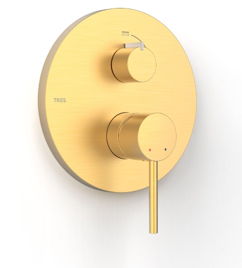 Смеситель для душа Tres Study Exclusive встраиваемый 2 потребителя однорычажный матовое золото 26228110OM