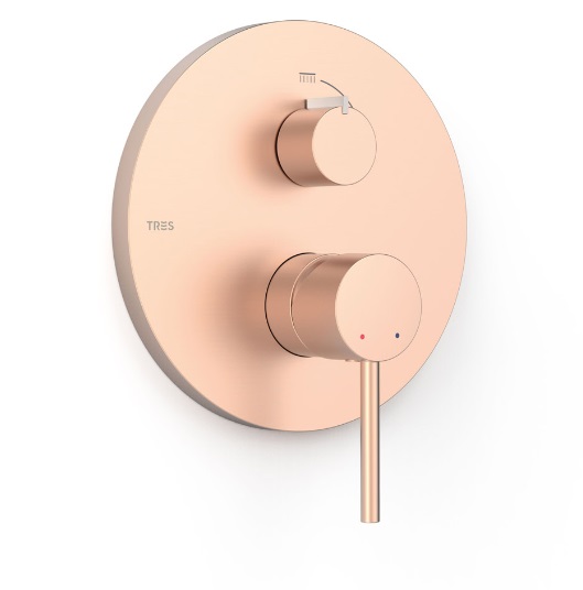 Змішувач для душу Tres Study Exclusive 2 споживача одноважільний матове рожеве золото 26228110OPM