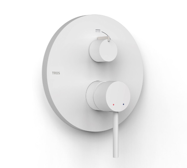 Смеситель для душа Tres Study Exclusive встраиваемый 2 потребителя однорычажный матовый белый 26228110BM