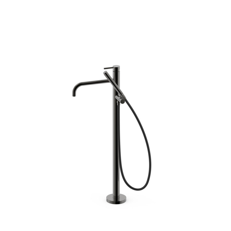 Смеситель для ванной Tres Study Exclusive напольный с душевым набором металлик черный 26247005KM