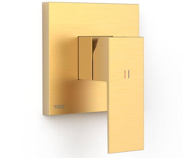 Смеситель для душа Tres Cuadro Exclusive встраиваемый 1 потребитель однорычажный матовое золото 10627810OM