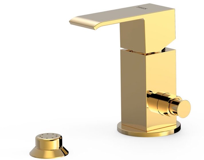 Змішувач для біде Tres Cuadro одноважільний з невеликою душовою лійкою золото 00613001OR