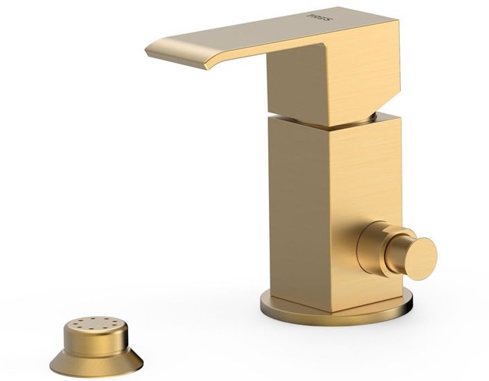 Змішувач для біде Tres Cuadro одноважільний з невеликою душовою лійкою матове золото 00613001OM