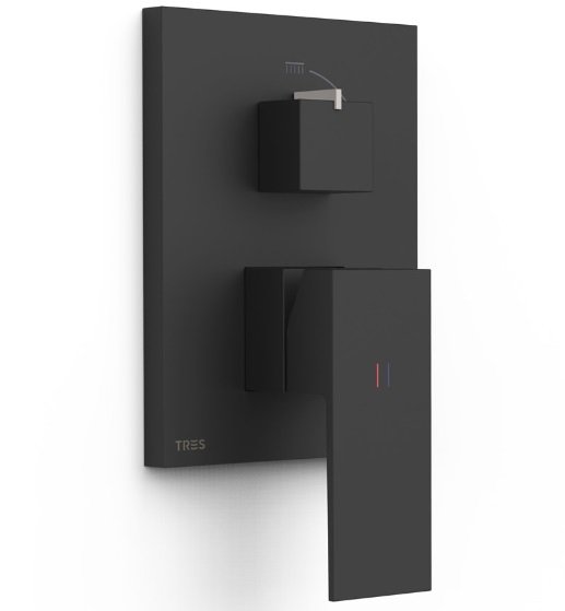 Змішувач для душу Tres Cuadro Exclusive 2 споживача одноважільний матовий чорний 10628110NM