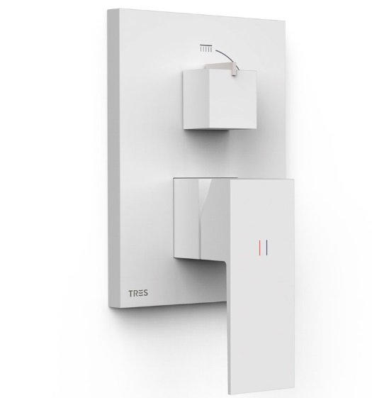 Змішувач для душу Tres Cuadro Exclusive 2 споживача одноважільний матовий білий 10628110BM