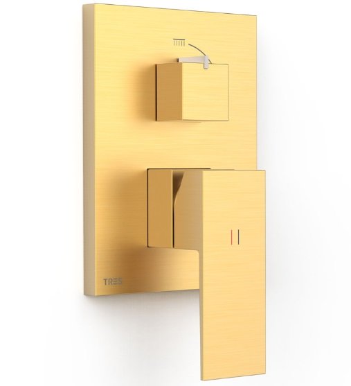 Смеситель для душа Tres Cuadro Exclusive встраиваемый 2 потребителя однорычажный матовое золото 10628110OM