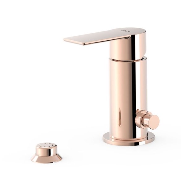 Змішувач для біде Tres Loft-Tres одноважільний з невеликою душовою лійкою рожеве золото 20013001OP