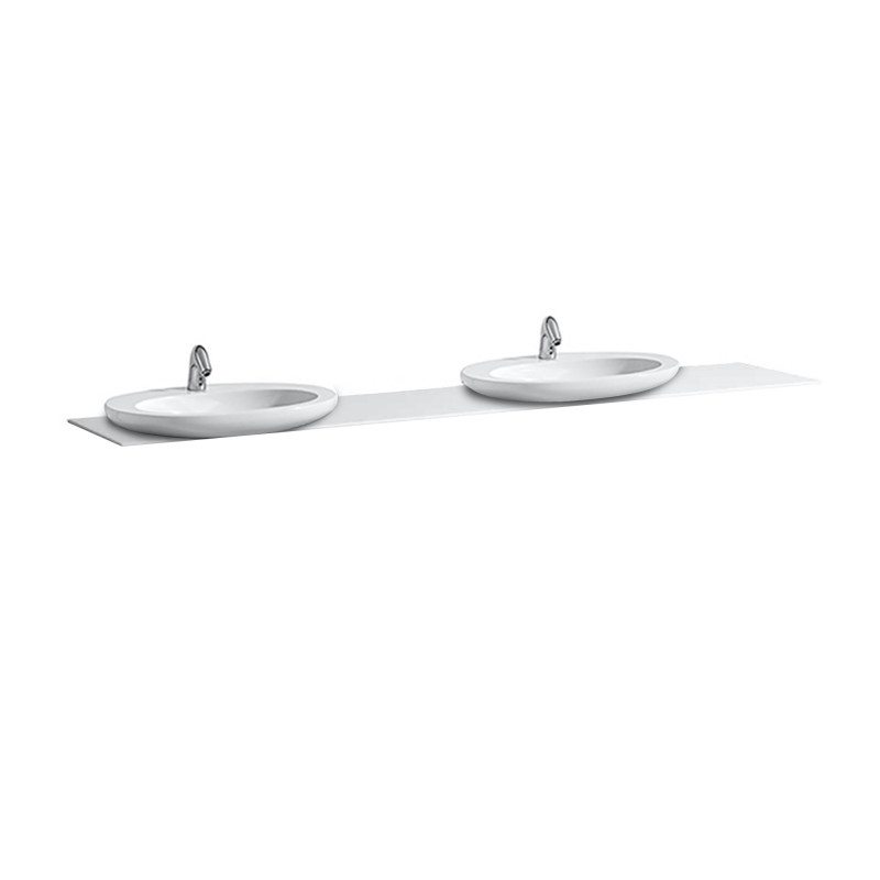 Стільниця Laufen IL Bagno Alessi One 240х50 см з вирізом праворуч і ліворуч технічний мармур білий глянсовий H4246040976311