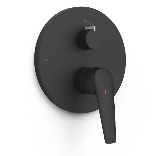 Смеситель для душа Tres Fuji встраиваемый однорычажный 2 потребителя матовый черный 28128110NM