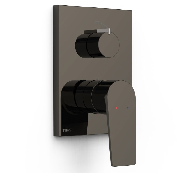 Змішувач для душу Tres Project вбудований одноважільний 2 споживача металік чорний 21128110KM