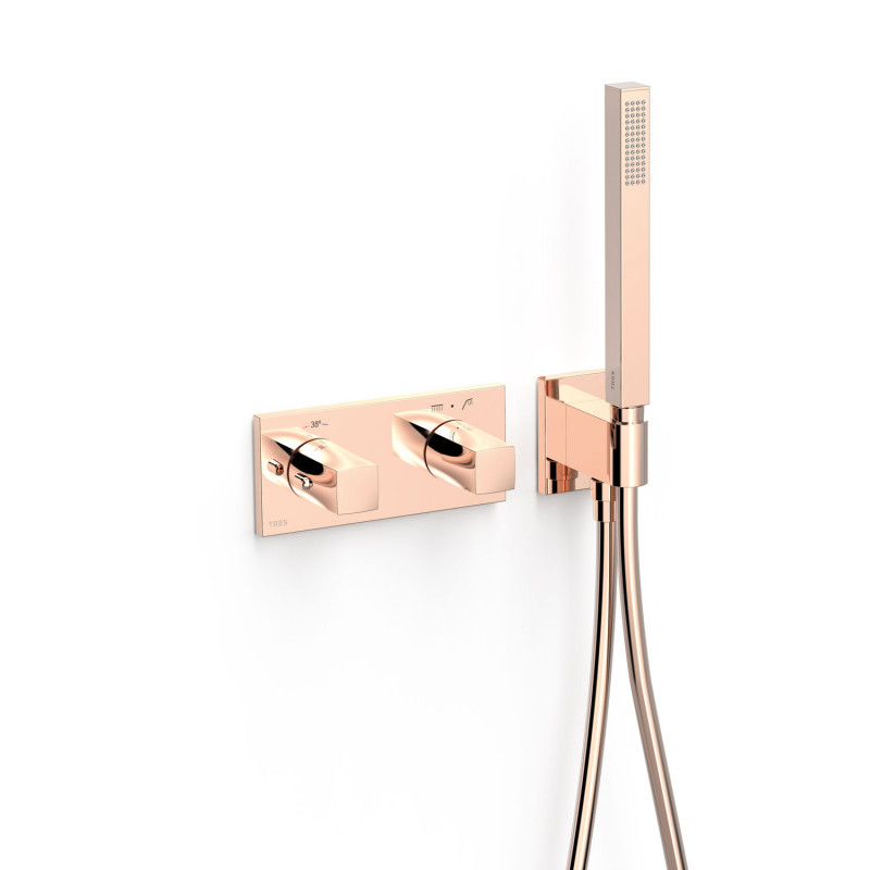 Термостат для душа Tres B-system настенный с душевым набором розовое золото 30725201OP