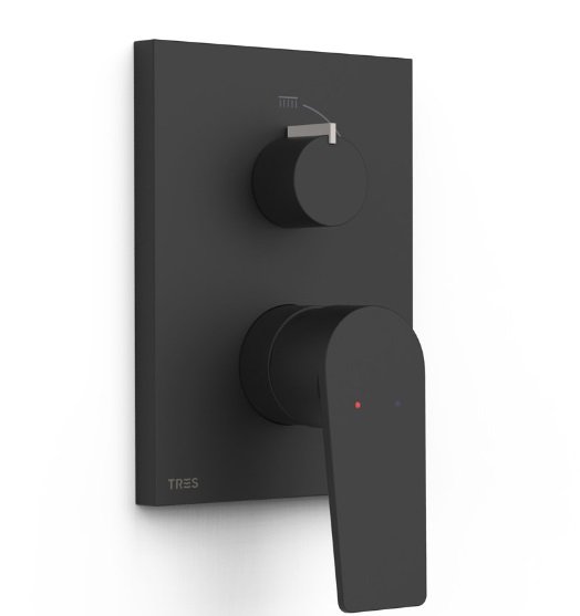 Змішувач для душу Tres Project вбудований одноважільний 2 споживача матовий чорний 21128110NM