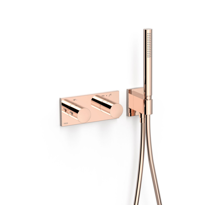 Термостат для душу Tres B-system настінний з душем рожеве золото 30735201OP