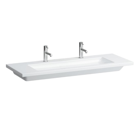 Раковина для ванной Laufen Living 130х48 см с 2 отверстиями без перелива керамика белый с покрытием LCC H8164364001151