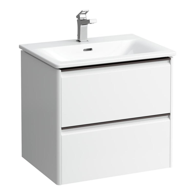 Тумба з раковиною Laufen Palace 60х45х54, 5 см МДФ білий глянсовий ручка чорний алюміній H8617022611041