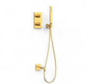 Термостат для ванної Tres Therm-Box на 2 споживача з душовим гарнітуром золото 21125007OR