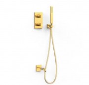 Термостат для ванной Tres Therm-Box на 2 потребителя с душевым гарнитуром золото 21125007OR
