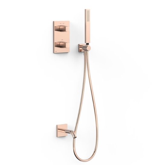 Термостат для ванної Tres Therm-Box на 2 споживача з душовим гарнітуром рожеве золото 21125007OP