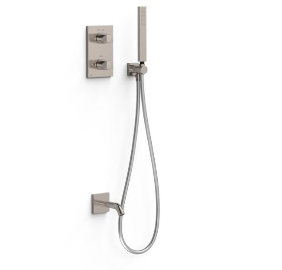 Термостат для ванной Tres Therm-Box на 2 потребителя с душевым гарнитуром сталь 21125007AC