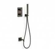 Термостат для ванной Tres Therm-Box на 2 потребителя с душевым гарнитуром металлик черный 21125007KM