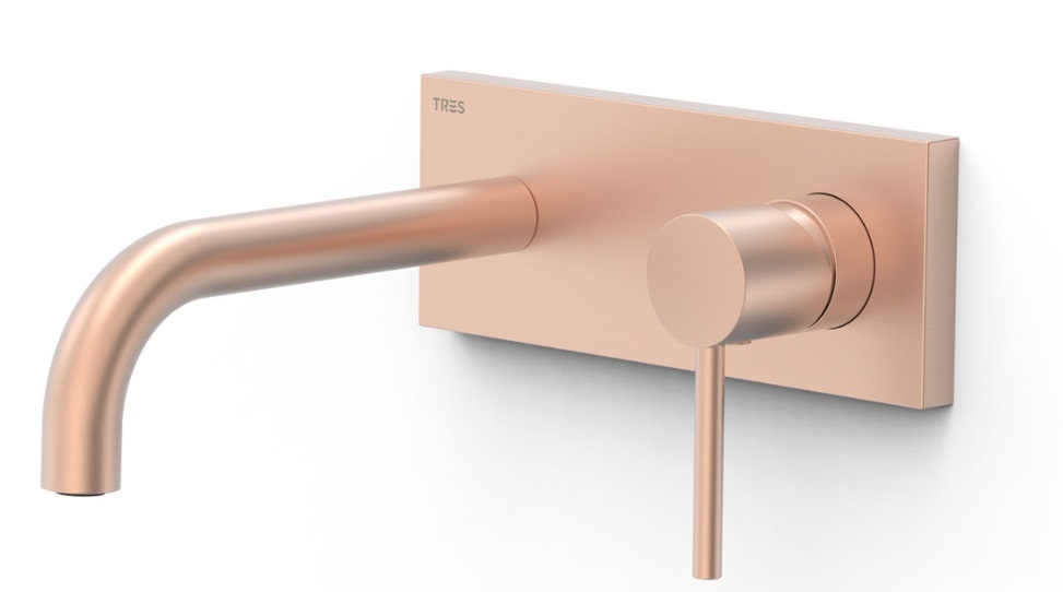 Змішувач для раковини Tres Study Exclusive colors настінний матове рожеве золото 26230011OPM