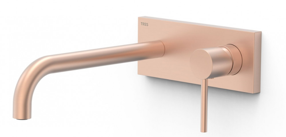Смеситель для раковины Tres Study Exclusive colors настенный матовое розовое золото 26230012OPM