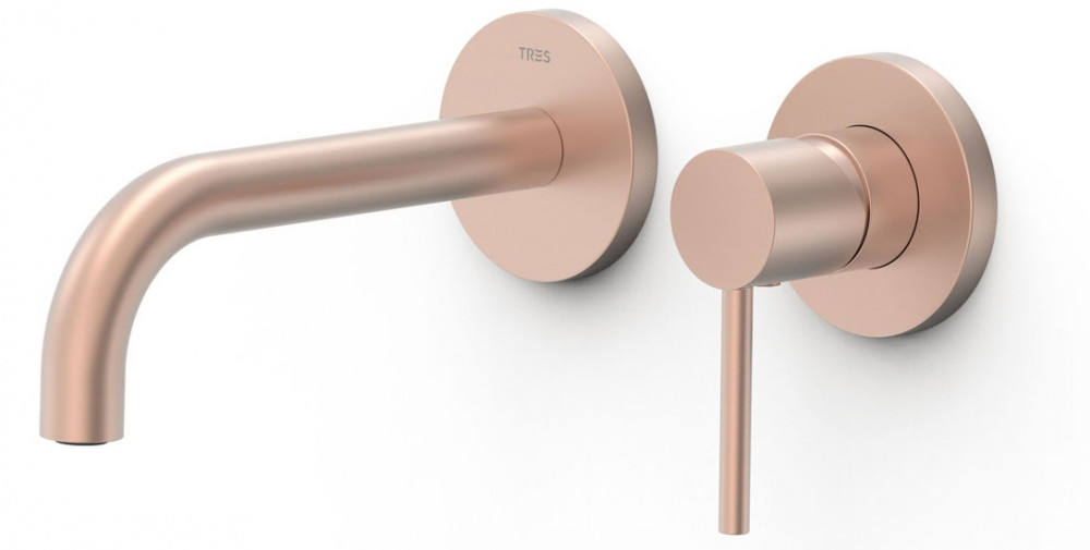 Змішувач для раковини Tres Study Exclusive colors настінний матове рожеве золото 26230001OPM