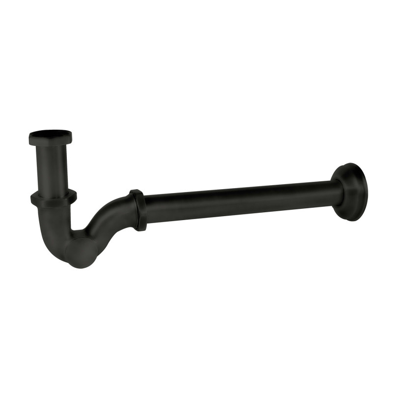 Сифон для раковини Tres телескопічний з інспекційним люком матовий чорний 03463820NM