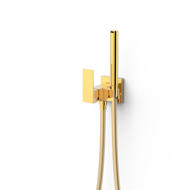 Гигиенический душ со смесителем скрытого монтажа Tres Cuadro золото 00612301OR